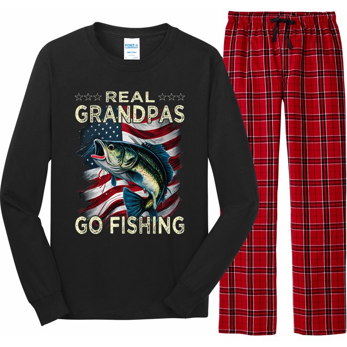 Cute Real Grandpas Go Fishing Largemouth Bass Long Sleeve Pajama Set