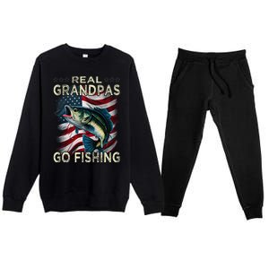 Cute Real Grandpas Go Fishing Largemouth Bass Premium Crewneck Sweatsuit Set