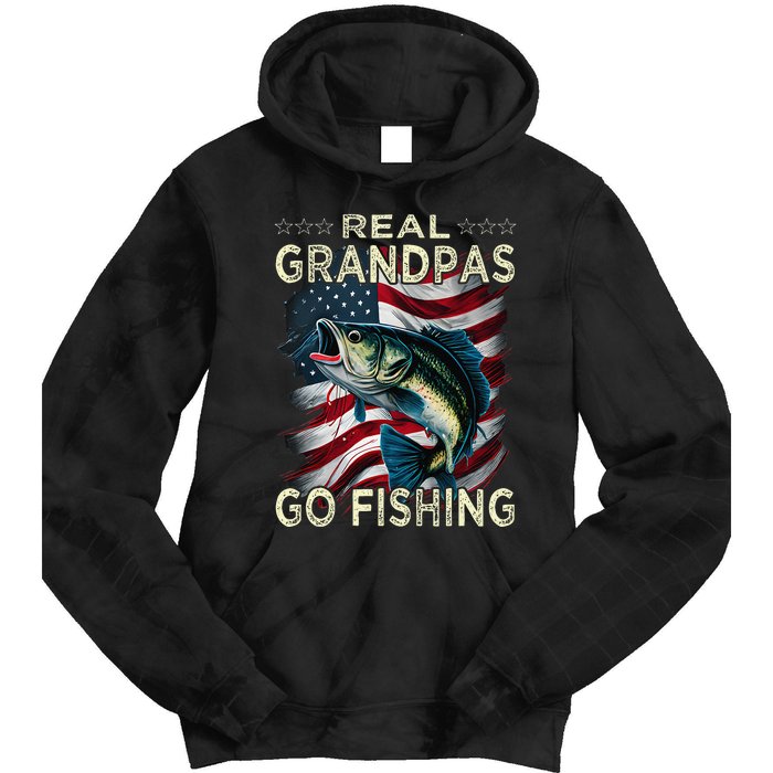 Cute Real Grandpas Go Fishing Largemouth Bass Tie Dye Hoodie