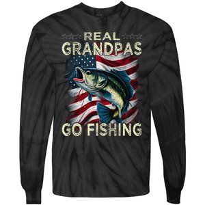 Cute Real Grandpas Go Fishing Largemouth Bass Tie-Dye Long Sleeve Shirt