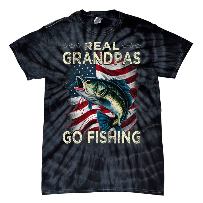 Cute Real Grandpas Go Fishing Largemouth Bass Tie-Dye T-Shirt