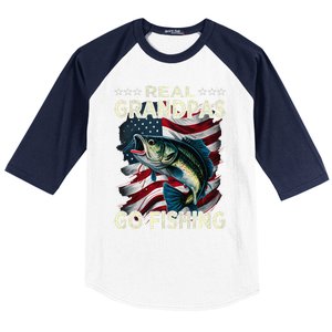 Cute Real Grandpas Go Fishing Largemouth Bass Baseball Sleeve Shirt