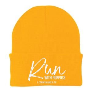 Christian Runner Gift Running Gear Run With Purpose Quote Knit Cap Winter Beanie