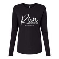 Christian Runner Gift Running Gear Run With Purpose Quote Womens Cotton Relaxed Long Sleeve T-Shirt