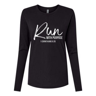 Christian Runner Gift Running Gear Run With Purpose Quote Womens Cotton Relaxed Long Sleeve T-Shirt