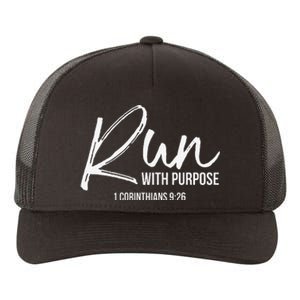 Christian Runner Gift Running Gear Run With Purpose Quote Yupoong Adult 5-Panel Trucker Hat