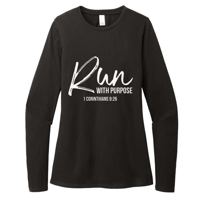 Christian Runner Gift Running Gear Run With Purpose Quote Womens CVC Long Sleeve Shirt