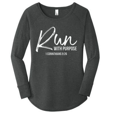 Christian Runner Gift Running Gear Run With Purpose Quote Women's Perfect Tri Tunic Long Sleeve Shirt