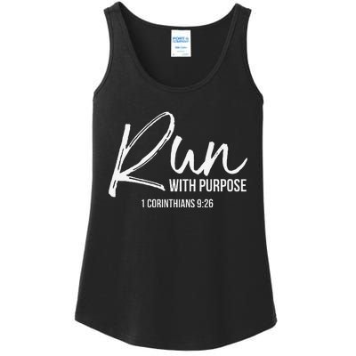 Christian Runner Gift Running Gear Run With Purpose Quote Ladies Essential Tank