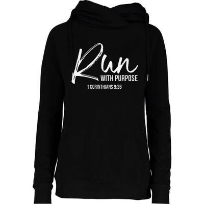 Christian Runner Gift Running Gear Run With Purpose Quote Womens Funnel Neck Pullover Hood