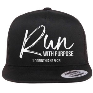 Christian Runner Gift Running Gear Run With Purpose Quote Flat Bill Trucker Hat