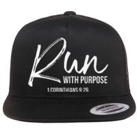 Christian Runner Gift Running Gear Run With Purpose Quote Flat Bill Trucker Hat