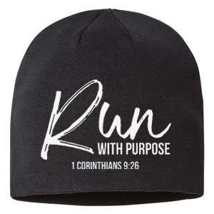 Christian Runner Gift Running Gear Run With Purpose Quote Sustainable Beanie