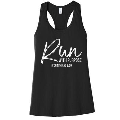 Christian Runner Gift Running Gear Run With Purpose Quote Women's Racerback Tank