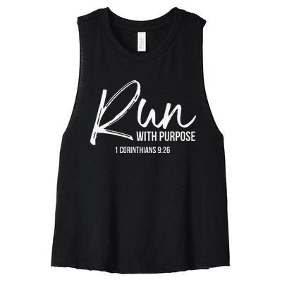 Christian Runner Gift Running Gear Run With Purpose Quote Women's Racerback Cropped Tank