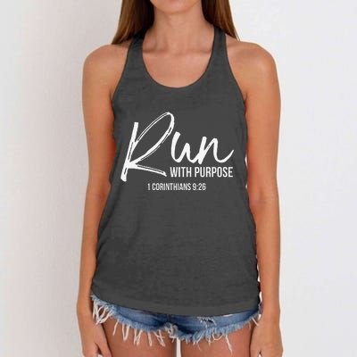 Christian Runner Gift Running Gear Run With Purpose Quote Women's Knotted Racerback Tank