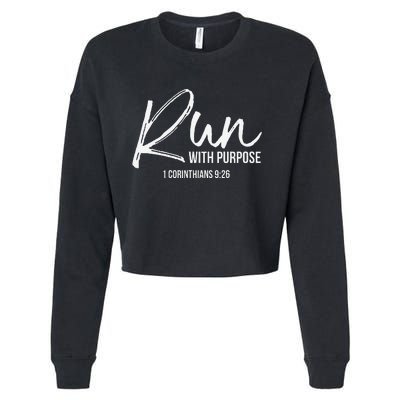 Christian Runner Gift Running Gear Run With Purpose Quote Cropped Pullover Crew