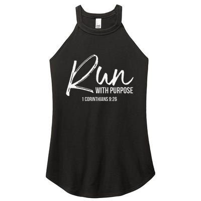 Christian Runner Gift Running Gear Run With Purpose Quote Women's Perfect Tri Rocker Tank