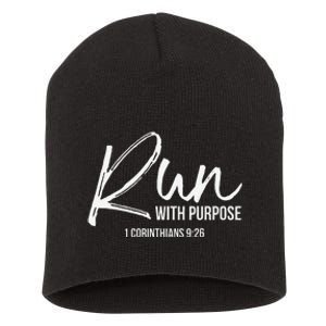 Christian Runner Gift Running Gear Run With Purpose Quote Short Acrylic Beanie