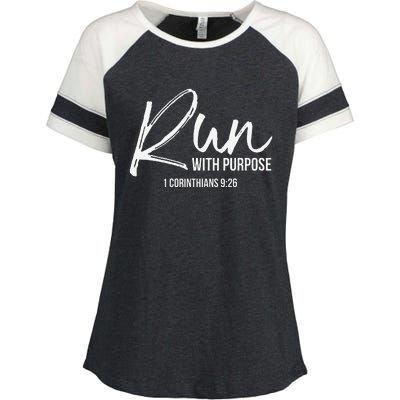 Christian Runner Gift Running Gear Run With Purpose Quote Enza Ladies Jersey Colorblock Tee