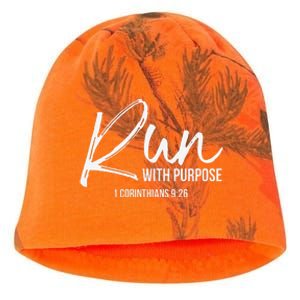 Christian Runner Gift Running Gear Run With Purpose Quote Kati - Camo Knit Beanie