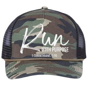 Christian Runner Gift Running Gear Run With Purpose Quote Retro Rope Trucker Hat Cap