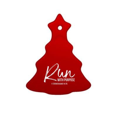 Christian Runner Gift Running Gear Run With Purpose Quote Ceramic Tree Ornament