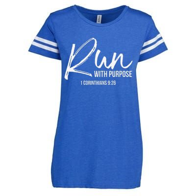 Christian Runner Gift Running Gear Run With Purpose Quote Enza Ladies Jersey Football T-Shirt