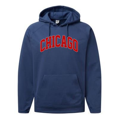 Chicago Retro Gift Performance Fleece Hoodie