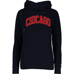 Chicago Retro Gift Womens Funnel Neck Pullover Hood