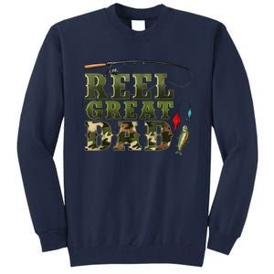 Camouflage Reel Great Dad Fishing Happy Fathers Day Tall Sweatshirt