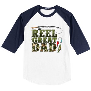 Camouflage Reel Great Dad Fishing Happy Fathers Day Baseball Sleeve Shirt