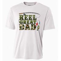 Camouflage Reel Great Dad Fishing Happy Fathers Day Cooling Performance Crew T-Shirt