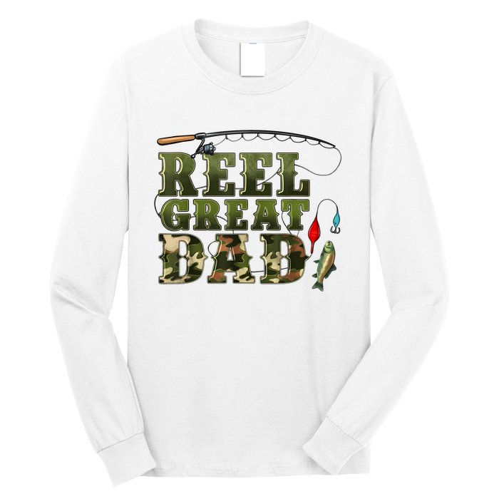 Camouflage Reel Great Dad Fishing Happy Fathers Day Long Sleeve Shirt