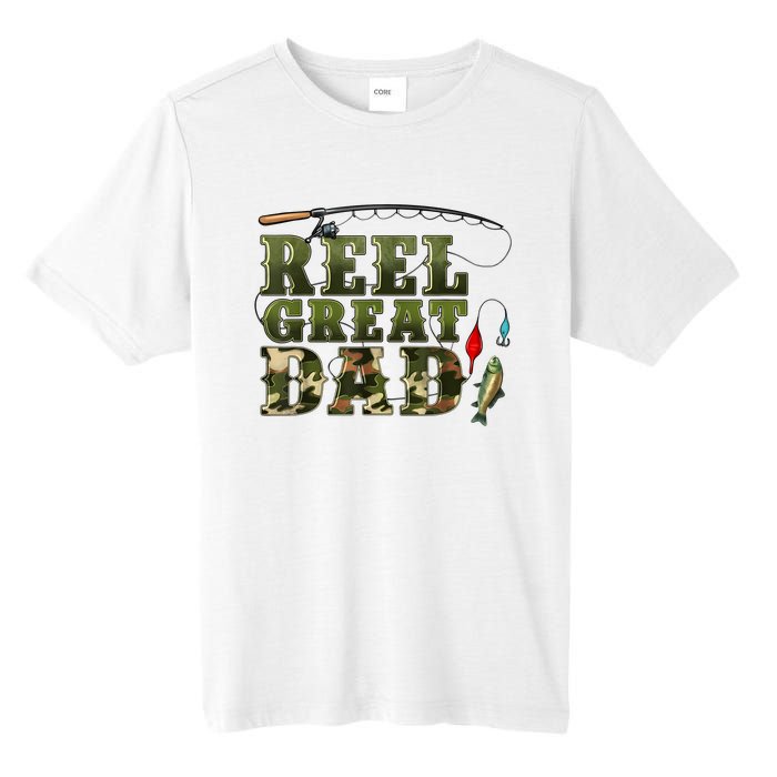 Camouflage Reel Great Dad Fishing Happy Fathers Day Tall Fusion ChromaSoft Performance T-Shirt