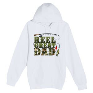 Camouflage Reel Great Dad Fishing Happy Fathers Day Premium Pullover Hoodie