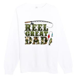 Camouflage Reel Great Dad Fishing Happy Fathers Day Premium Crewneck Sweatshirt