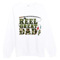 Camouflage Reel Great Dad Fishing Happy Fathers Day Premium Crewneck Sweatshirt