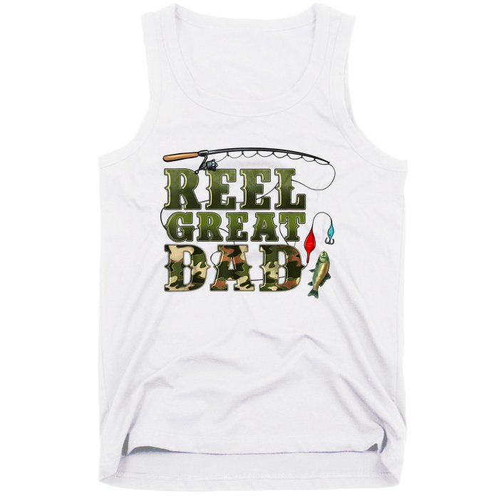 Camouflage Reel Great Dad Fishing Happy Fathers Day Tank Top