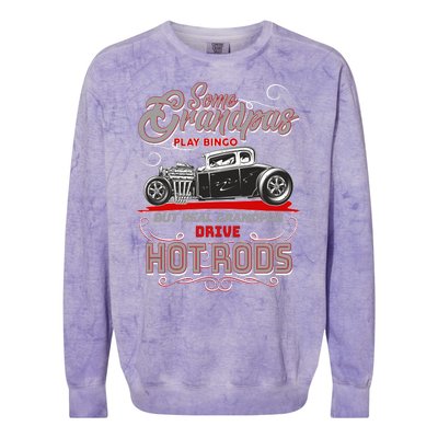 Cool Real Grandpas Drive Hot Rods Colorblast Crewneck Sweatshirt