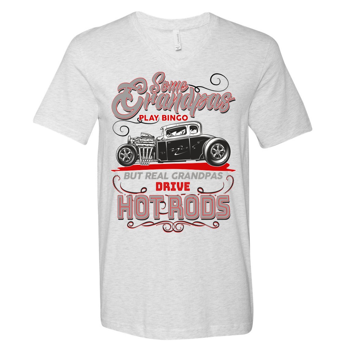 Cool Real Grandpas Drive Hot Rods V-Neck T-Shirt