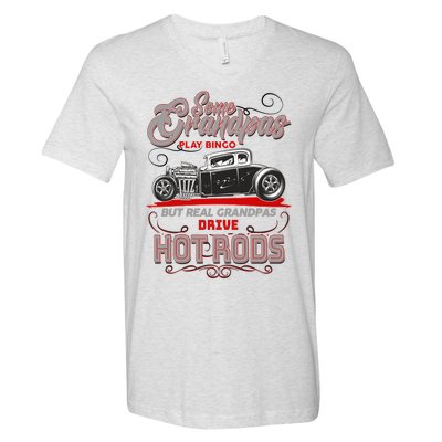 Cool Real Grandpas Drive Hot Rods V-Neck T-Shirt