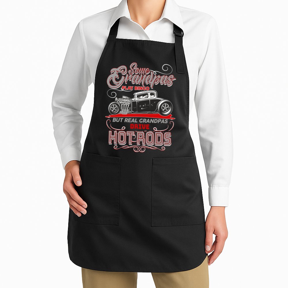 Cool Real Grandpas Drive Hot Rods Apron