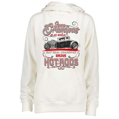 Cool Real Grandpas Drive Hot Rods Womens Funnel Neck Pullover Hood