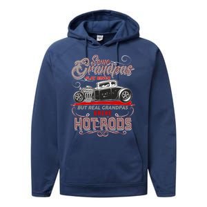 Cool Real Grandpas Drive Hot Rods Performance Fleece Hoodie