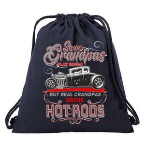 Cool Real Grandpas Drive Hot Rods Drawstring Bag