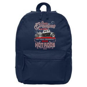 Cool Real Grandpas Drive Hot Rods 16 in Basic Backpack