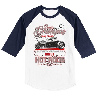 Cool Real Grandpas Drive Hot Rods Baseball Sleeve Shirt