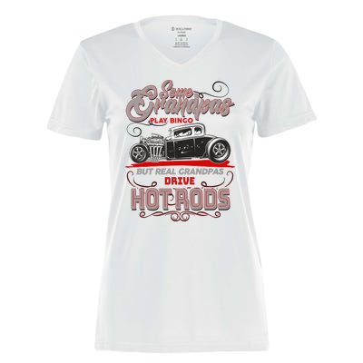 Cool Real Grandpas Drive Hot Rods Women's Momentum V-Neck T-Shirt