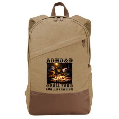 Cats Rpg Gamer Roll For Concentration Funny Quote Apparel Cotton Canvas Backpack